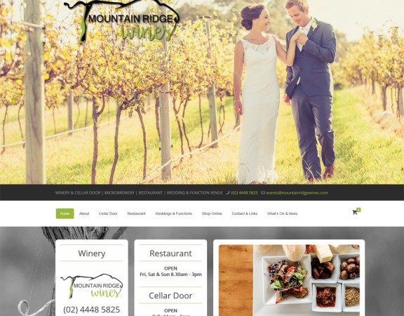 8WEB portfolio, website for a South Coast Winery and Restaurant incorporating ecommerce