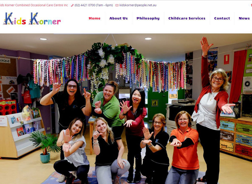 kids korner non profit child care website by 8web