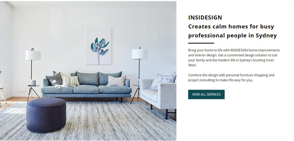 interior design website built by 8web